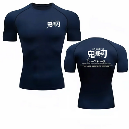 Bandai Demon Slayer Men T-shirt Hashira Names Print Compression Fitness Gym QuickDry SportT ShirtComfortableBreathableStreetwear