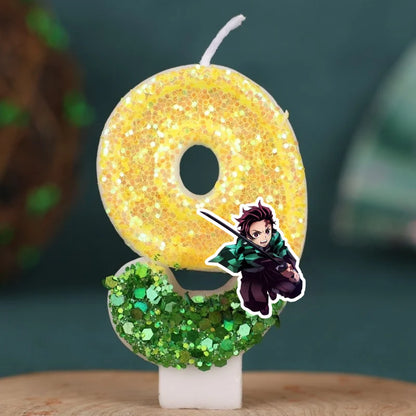 Demon Slayer Tanjirou Digital Candle Number 0-9 Kids Birthday Cake Decoration Supplies Cartoon Anime Party Accessories Supplies