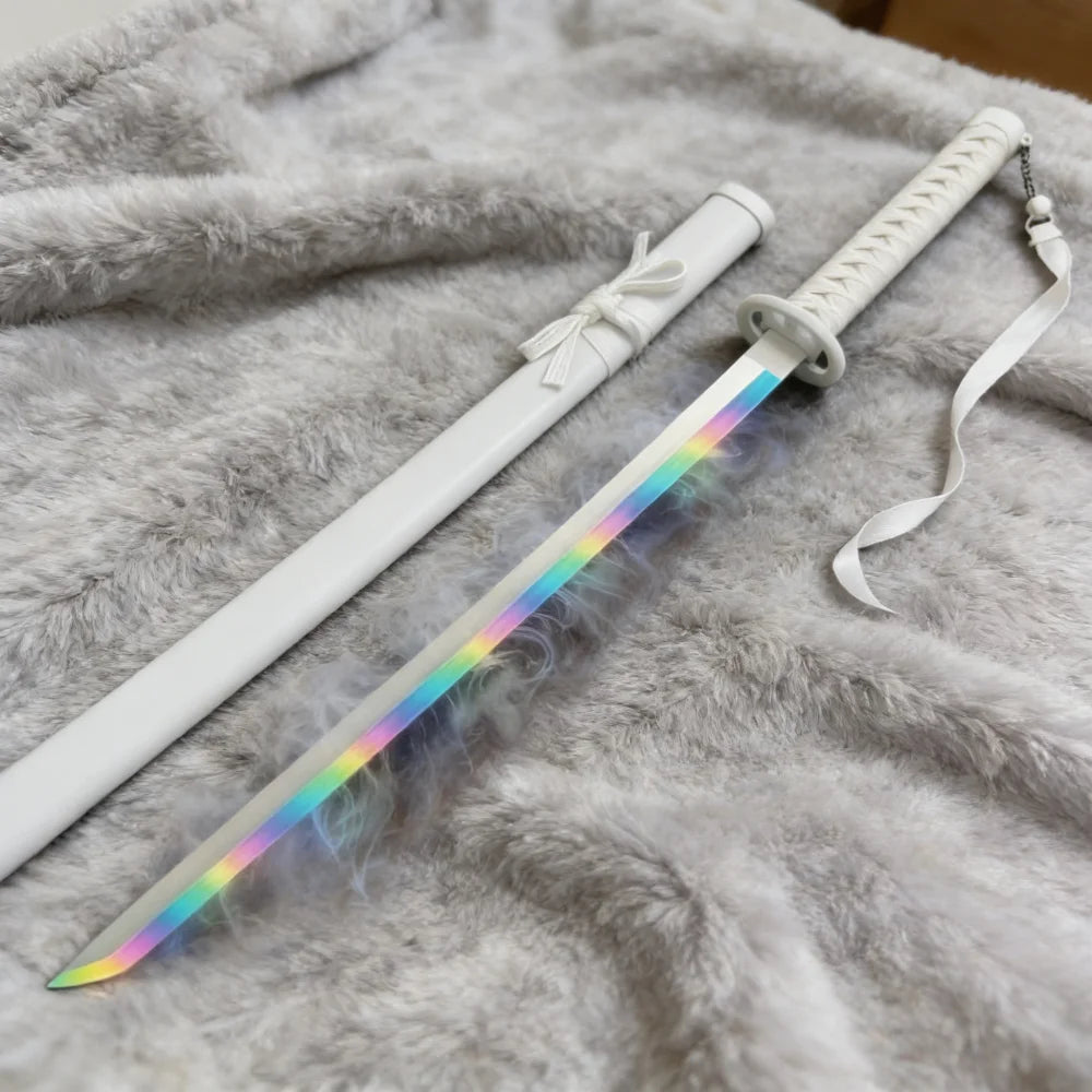 40inch Demon Slayer Kokushibo Katana LED Mist Original Lightsabre Real Katana Wood Vapor Cosplay Prop Schwert Vapour Toy Gift