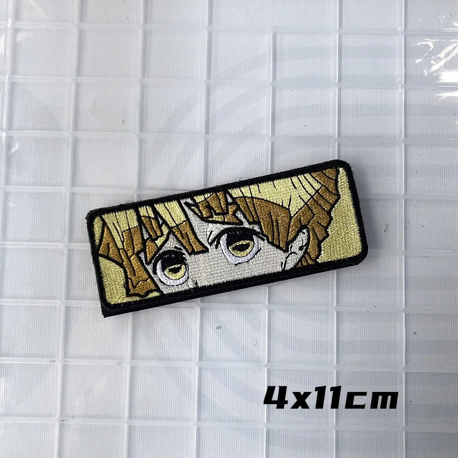 Japanese Anime Character Morale Badge Zaomen Tanjiro Embroidered Hook and Loop Patches Tactical Backpack Decoration Sticker