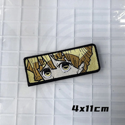 Japanese Anime Character Morale Badge Zaomen Tanjiro Embroidered Hook and Loop Patches Tactical Backpack Decoration Sticker