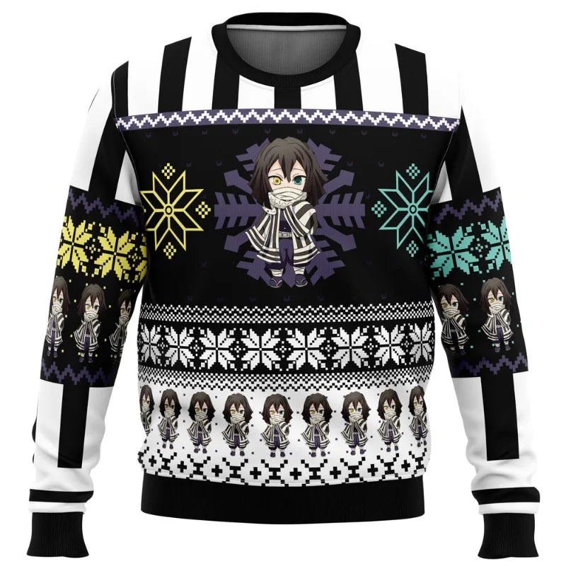 New Demon Slayers  inter Christmas Series Blade Round Neck Hoodie Printed Imitation Sweater Knitted Decorative Daily Necessit