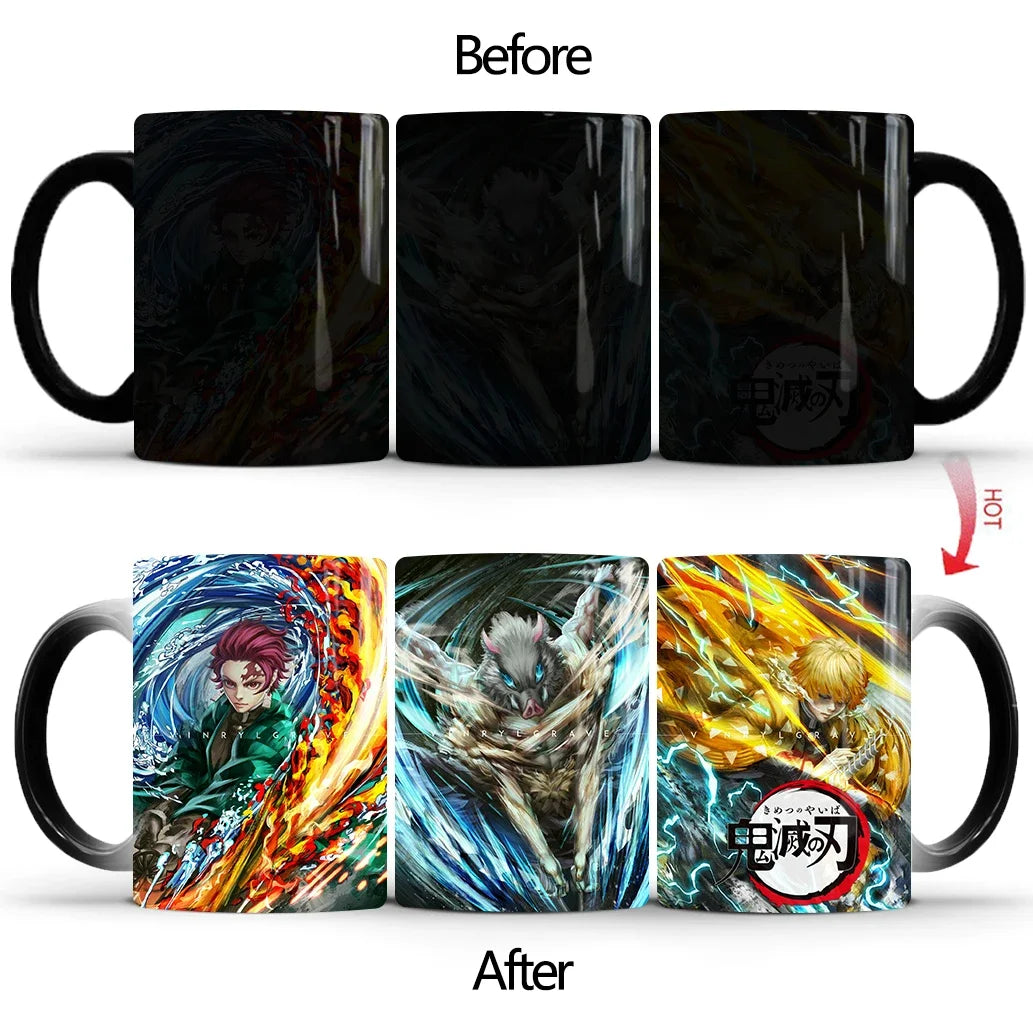 Demon Slayer Discoloration Mug Kimetsu No Yaiba Color Changing Cup Anime Ceramic Coffee Cup Heat Sensitive Milk Tea Mugs Novelty
