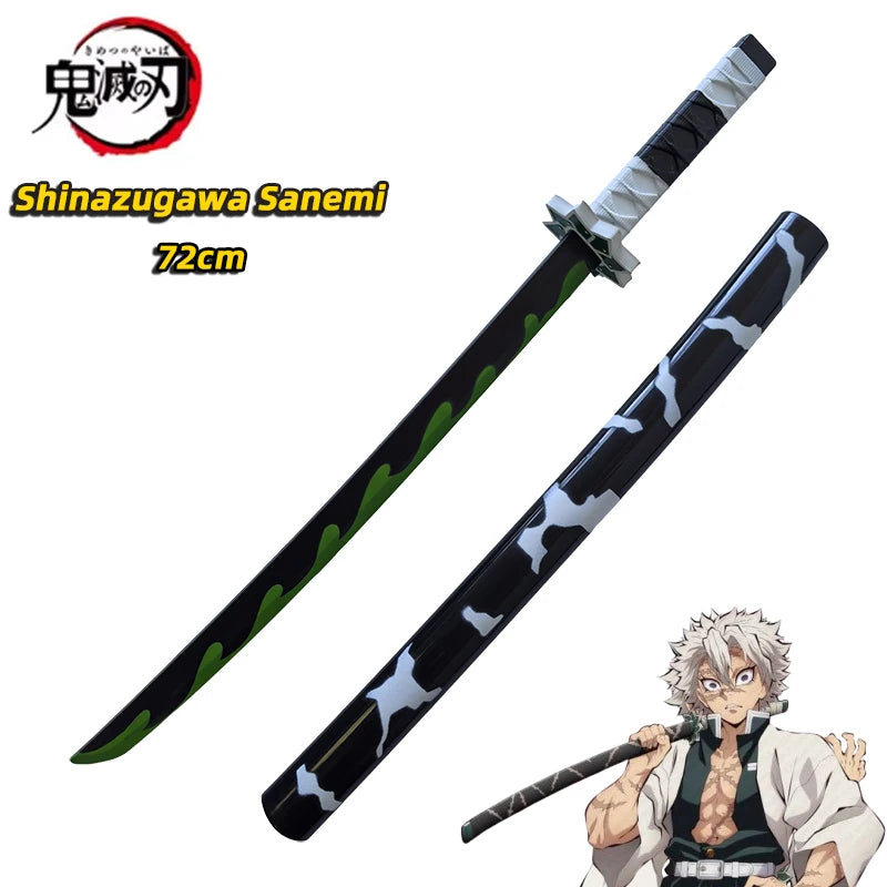 72cm Japanese Katana Samurai Sword Demon Slayer Katana Hashibira Inosuke Sword Kimetsu No Yaiba PU Ninja Knife Cosplay Toy Sword