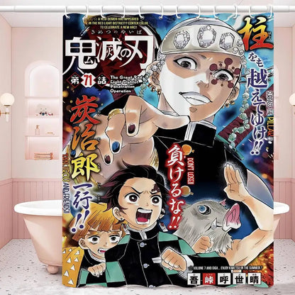 D-Demon Slayer 1pc Shower Curtain Polyester Waterproof Shower Curtain Bathroom Partition Curtain Decoration Accessories