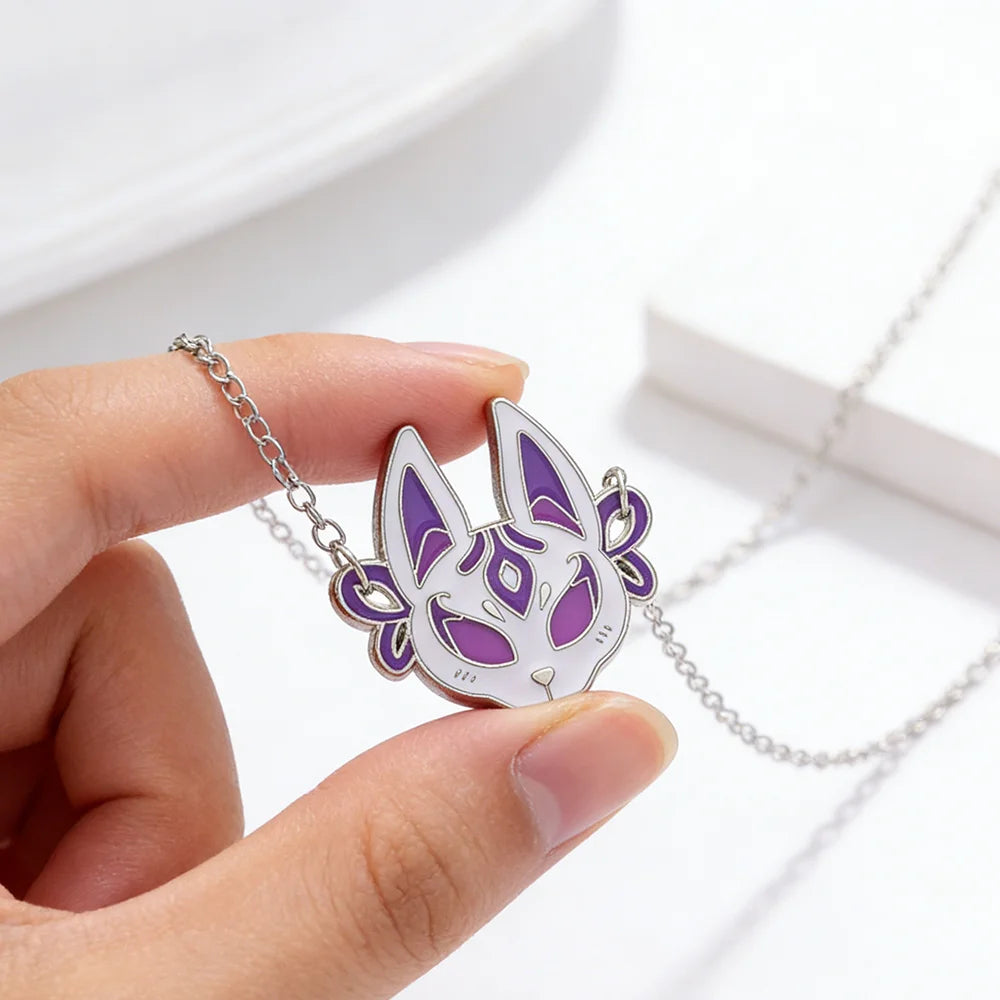 Demon Slayer fox Mask Pendant Necklace, Demon Slayer Pendant Accessory Suitable for Cosplay Accessories