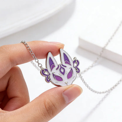 Demon Slayer fox Mask Pendant Necklace, Demon Slayer Pendant Accessory Suitable for Cosplay Accessories