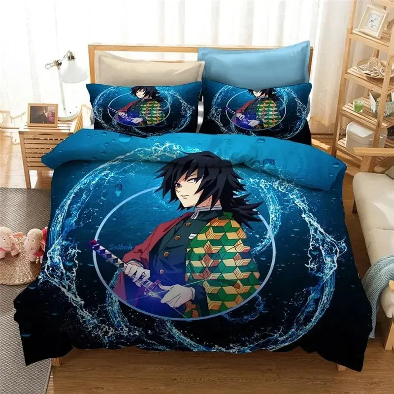3D Demon Slayer Bedding Set All Season Duvet Cover Set Bedspread Pillowcase King Queen Full Single Size Bed Linen Boys Teen Gift