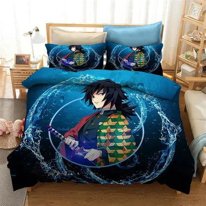 3D Demon Slayer Bedding Set All Season Duvet Cover Set Bedspread Pillowcase King Queen Full Single Size Bed Linen Boys Teen Gift