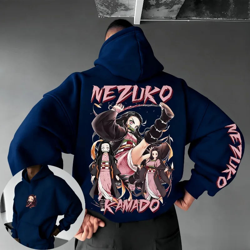Demon Slayer Nezuko Kamado Anime Hoodie Pullover Sweatshirt Men Women Streetwear Casual Tops Cartoon Print Spring Autumn Fashion