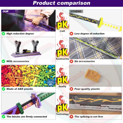 Demon Slayer Kokushibo Nichirin Sword Building Set, Anime Katana with Stand, Cosplay Collectible Model for Fans Teens Adults 14+