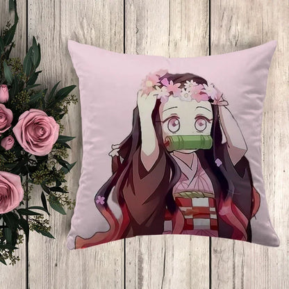 Pillow Demon Slayer Cushion Cover 45*45 Pillowcase Decorative Pillows for Sofa Pilow Cases Pillowcases 50x50 Car Decoration Body