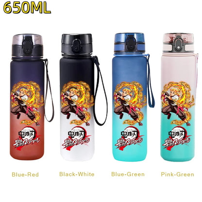650ML Demon Slayer Kamado Tanjirou Rengoku Kyoujurou Portable Sports Water Bottle Leak Proof Outdoor Travel Sports Fitness Jugs