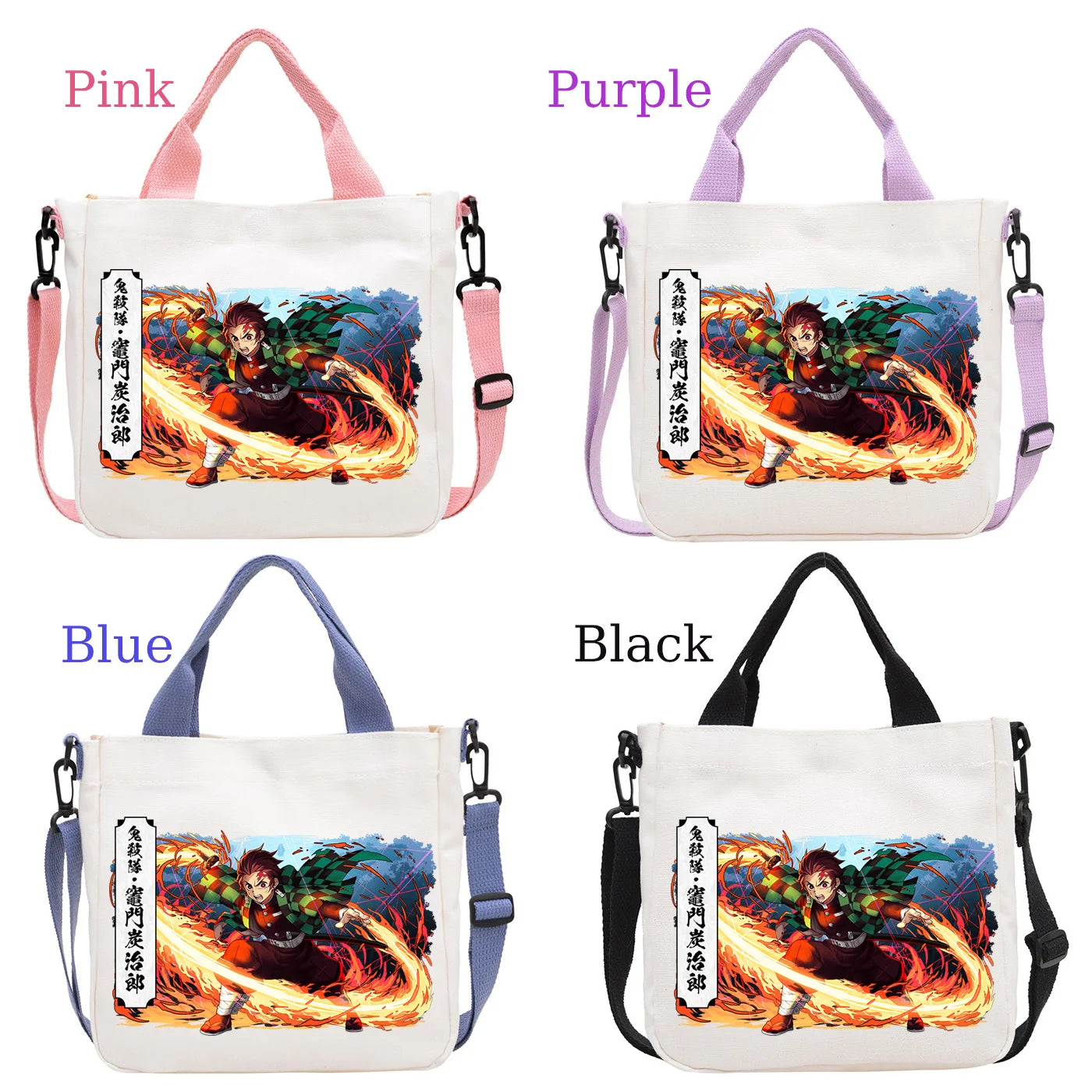 Demon Slayer Kamado Nezuko Tanjirou Anime Cartoon Crossbody Bag Commuting Shoulder Bag Canvas Tote Bags Handbag Birthday Gift
