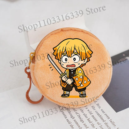 Demon Slayer Coin Purse Anime Figure Tanjiro Nezuko  Giyu Tomioka Wallet Key Earphones Storage Pouch Cute Round Mini Zero Wallet