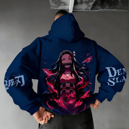 Demon Slayer Men's Hoodie Sweatshirt Kamado Nezuko Anime Spring Autumn Winter Boy Harajuku Long-sleeved Parent-child Outfit