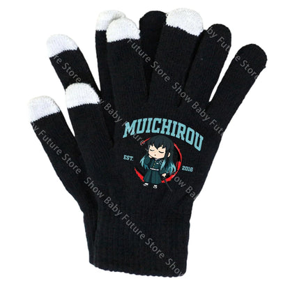 19CM Adult Gloves Demon Slayer Infinity Castle Boys Gloves Cartoon Tanjirou Screen Gloved Winter Anime Kids Birthday Cute Gifts