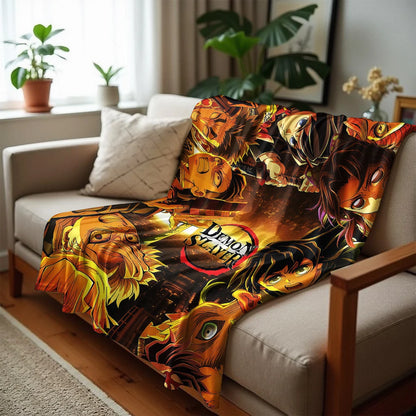 1PC D-Demon Slayer Lightweight Microfiber Soft Christmas Fleece Blanket Warm Cozy Throw for Bed Sofa Office Travel All Season