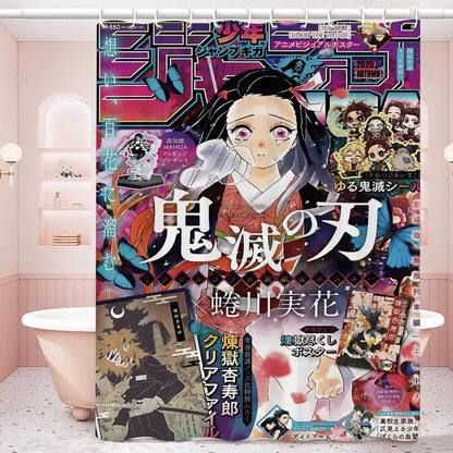 D-Demon Slayer 1pc Shower Curtain Polyester Waterproof Shower Curtain Bathroom Partition Curtain Decoration Accessories
