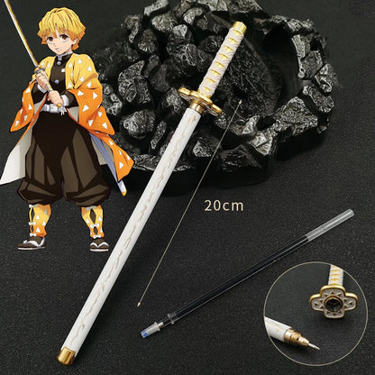 New 17 Styles Japan Anime Demon Slayer Model Gel Pen 0.5mm Black Refill Cosplay Prop Kid Student Gift SlayerWeapon Sword