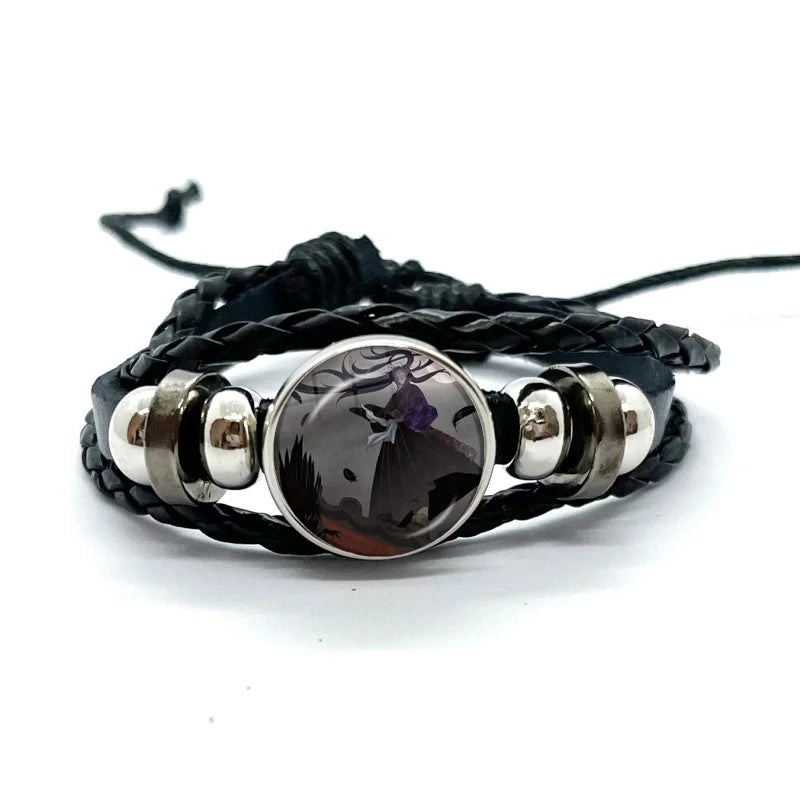 Kokushibo Anime Figure Leather Bracelets Cosplay Eyes Cartoon Horror Multilayer Braided Bracelets Bangles Handmade Jewelry Gifts