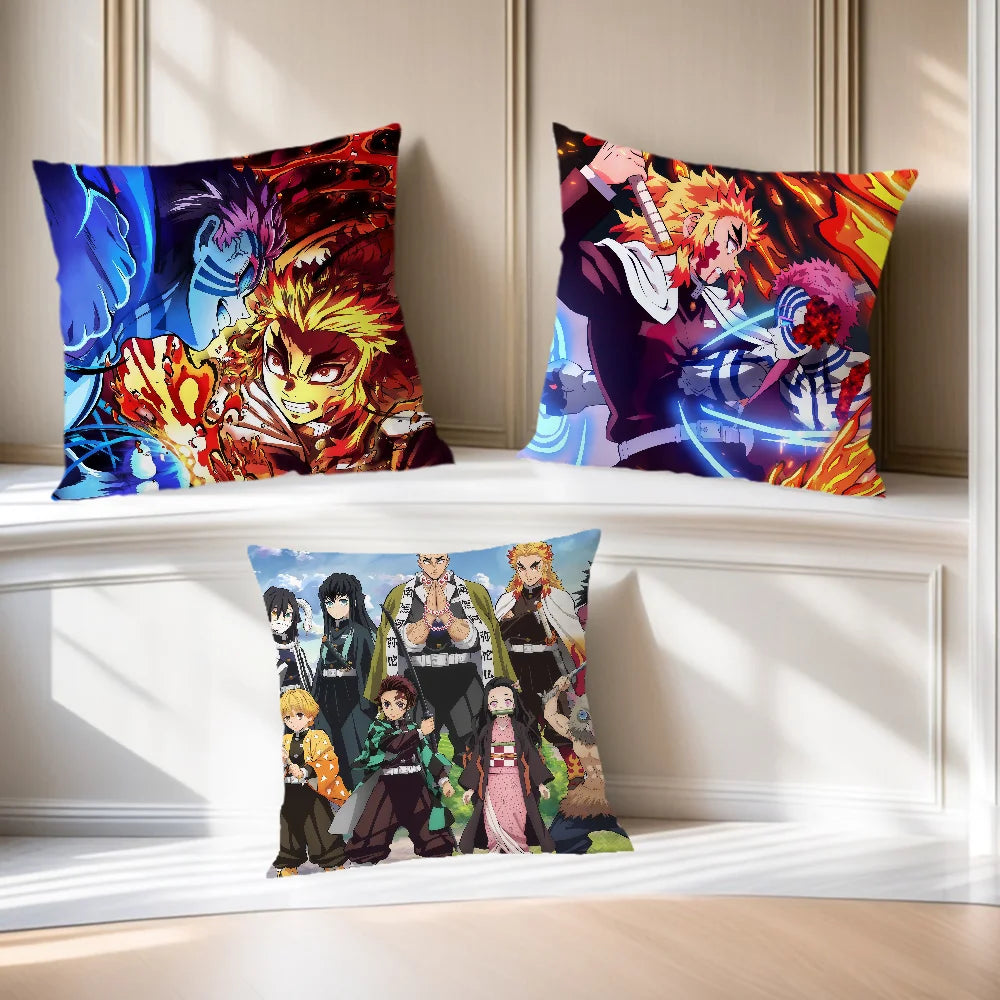 anime art comic d-Demon s-Slayer cushion cover Comfortable soft Pillow Case for Sofa Living Room Home Decor Protective Covers