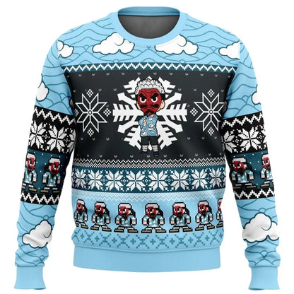 New Demon Slayers  inter Christmas Series Blade Round Neck Hoodie Printed Imitation Sweater Knitted Decorative Daily Necessit