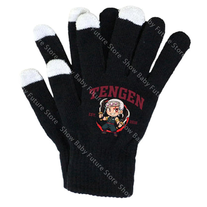 19CM Adult Gloves Demon Slayer Infinity Castle Boys Gloves Cartoon Tanjirou Screen Gloved Winter Anime Kids Birthday Cute Gifts