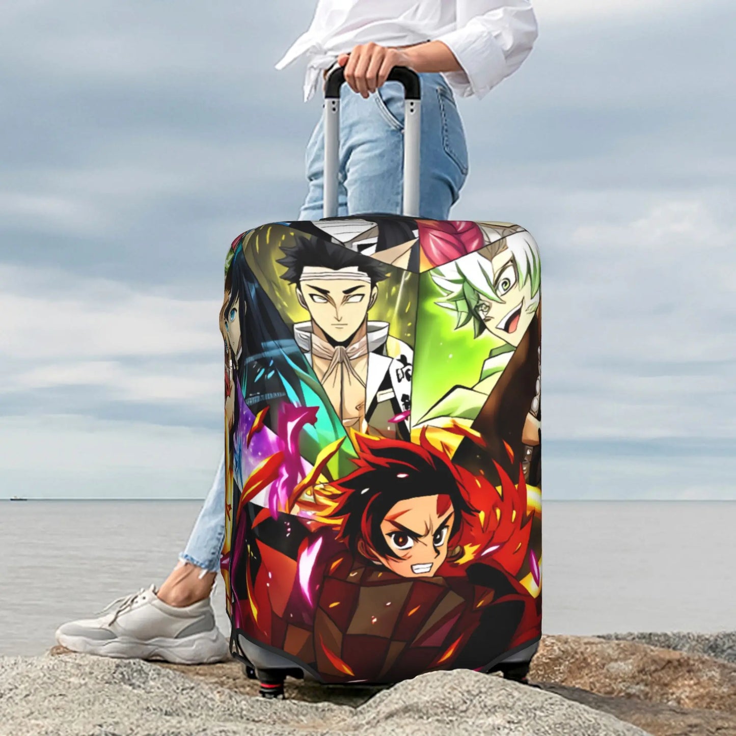 Manga Demon Slayer Luggage Cover Elastic Kimetsu No Yaiba Travel Suitcase Protective Covers Suit For 18-32 inch