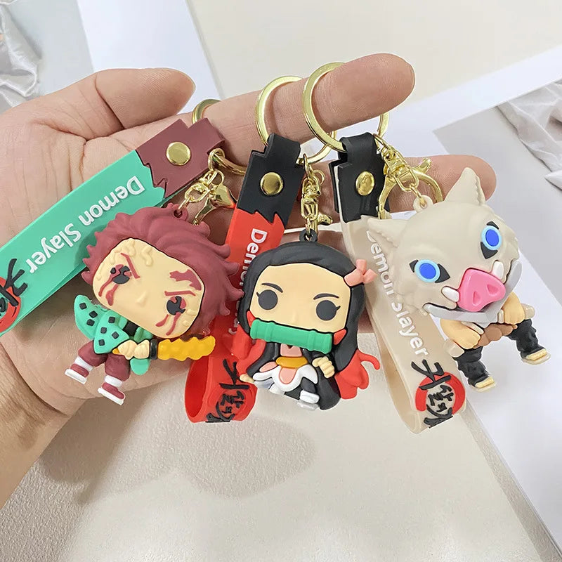 41 Styles Demon Slayer Kimetsu No Yaiba Blade of Ghost Keychain Cute Characters Bag Decor Car Key Chain Ring Fans Gift