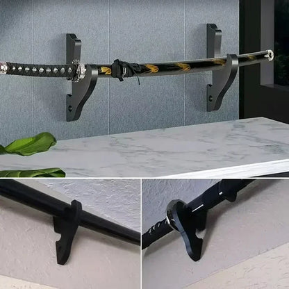 3-layers Wall Katana Shelf Support Holder Wooden Real Japanese Katana Samurai Sabre Sword Storage Rack Knife Display Organizer