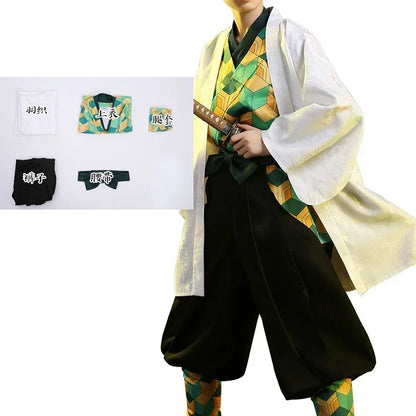New Anime Sabito Cosplay Costumes Yaiba Kimono White Cloak Man Coat Lining Pants Wig Halloween Costumes