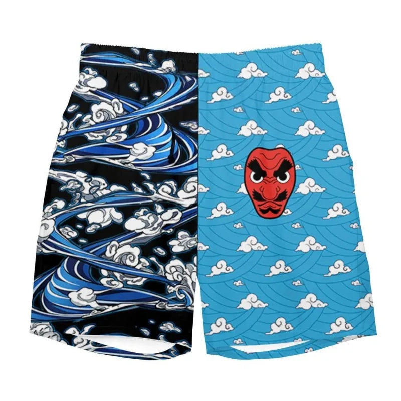 2026 Summer Anime Demon Slayer Theme Color Blocked Blue Casual Shorts Adult and Children Fashion Casual Sports Shorts