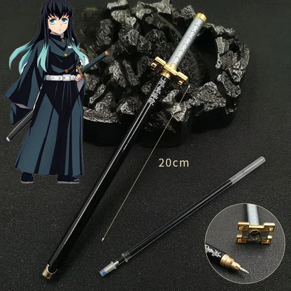 New 17 Styles Japan Anime Demon Slayer Model Gel Pen 0.5mm Black Refill Cosplay Prop Kid Student Gift SlayerWeapon Sword