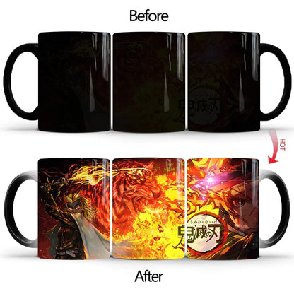 Demon Slayer Discoloration Mug Kimetsu No Yaiba Color Changing Cup Anime Ceramic Coffee Cup Heat Sensitive Milk Tea Mugs Novelty