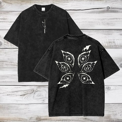 Japanese Anime Demon Slayer Kokushibo Graphic Washes T-shirts Men's Women's Pure Clothing Harajuku Y2K Streetwear Cotton Tops