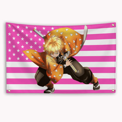 Anime Demon Slayer American Flag Rengoku Kyoujurou Kochou Shinobu Banner Advertising Home Decor Items Tapestry Garage Flags Hang
