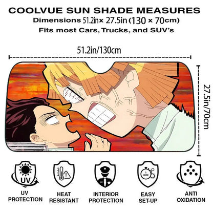 I-Inosukes Zenitsus T-Tanjiros Car SunShade Windshield Cover UV Protection Auto Visor Accessories For Cars