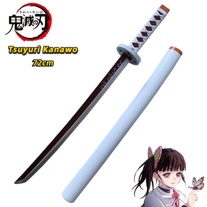 72cm Japanese Katana Samurai Sword Demon Slayer Katana Hashibira Inosuke Sword Kimetsu No Yaiba PU Ninja Knife Cosplay Toy Sword