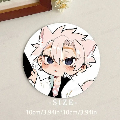 Cartoon Character Shinazugawa Sanemi Wood Coasters Round Coaster Non-slip Heat Insulation Coffee Mats Home Accessories Kitchen