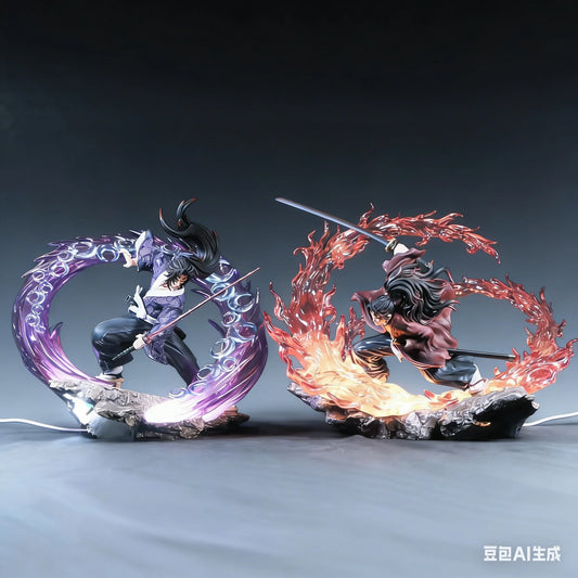 Hot Sell New Demon Slayer Kokushibou Vs Tsugikuni Yoriichi  Gk Luminous Figure Be Bound Popular Cartoon Character Statue Gift