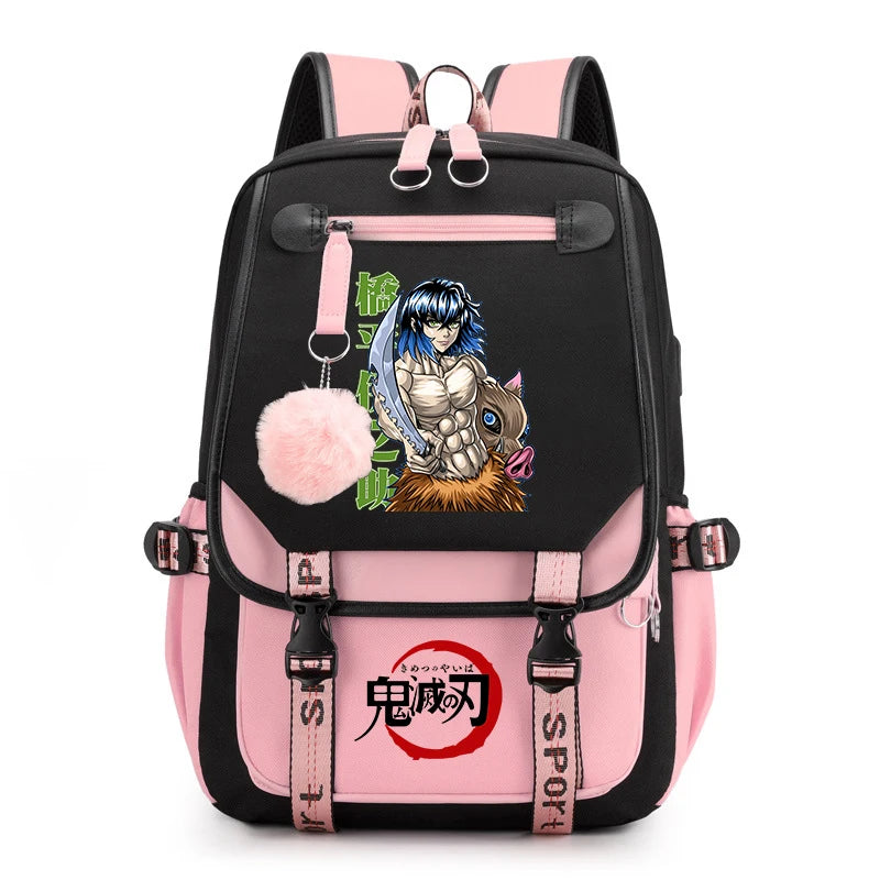 Demon Slayer Anime Print Backpack for Girls Casual School Bookbag Lightweight Teen Travel Rucksack