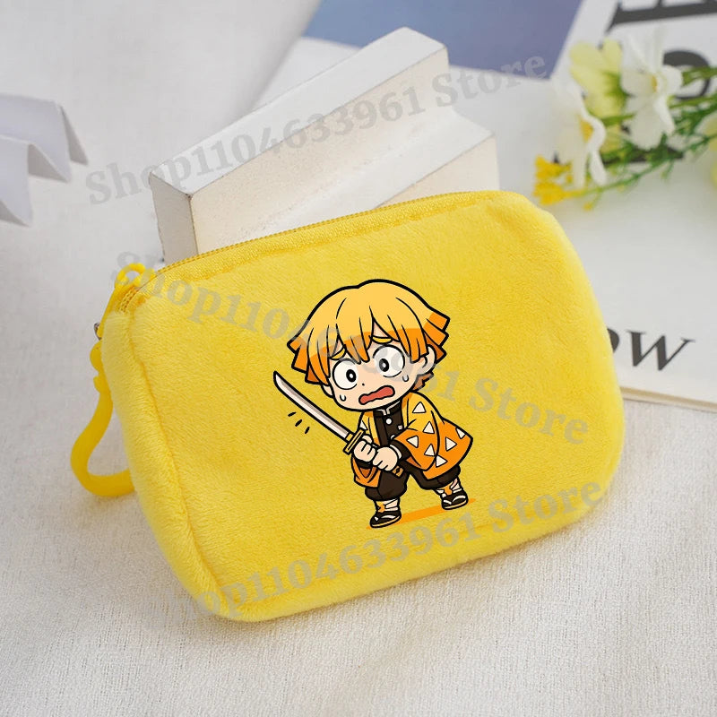 Demon Slayer Coin Purse Kimetsu No Yaiba Boy Girl Anime Cartoon Small Wallet Portable Mini Storage Bags Pendant Plush Coin Purse