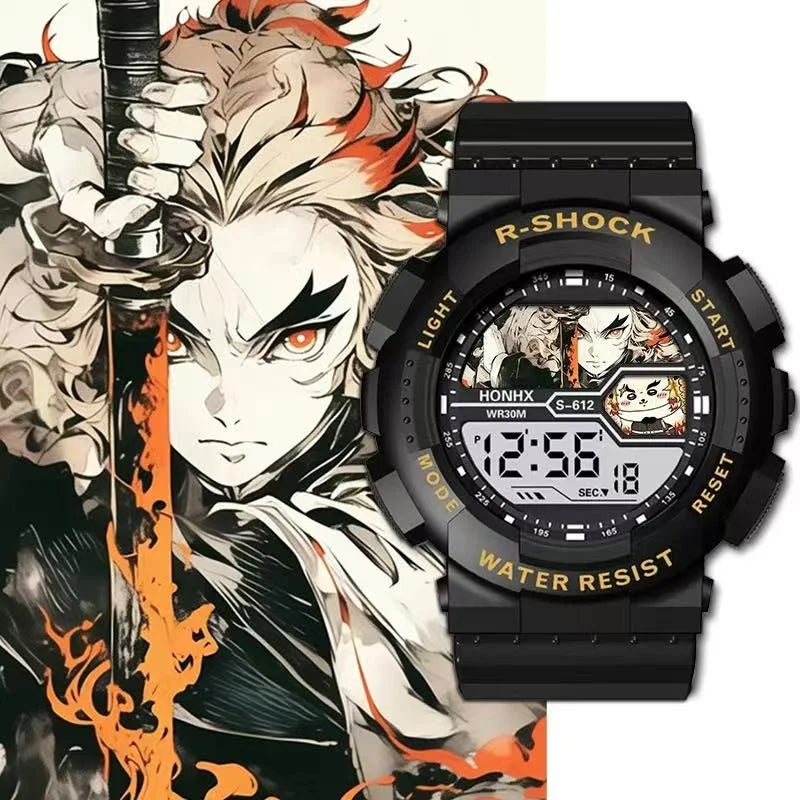 Anime Demon Slayer Sports Watches Tomioka Giyuu Kochou Shinobu Tokitou Muichirou Multifunction Waterproof Noctilucent Wristwatch