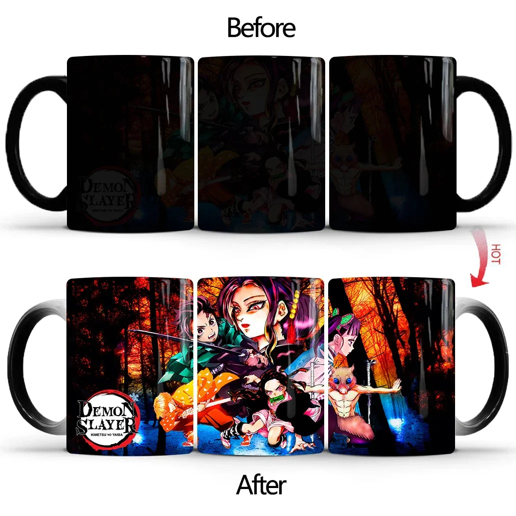 Demon Slayer Discoloration Mug Kimetsu No Yaiba Color Changing Cup Anime Ceramic Coffee Cup Heat Sensitive Milk Tea Mugs Novelty