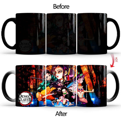 Demon Slayer Discoloration Mug Kimetsu No Yaiba Color Changing Cup Anime Ceramic Coffee Cup Heat Sensitive Milk Tea Mugs Novelty