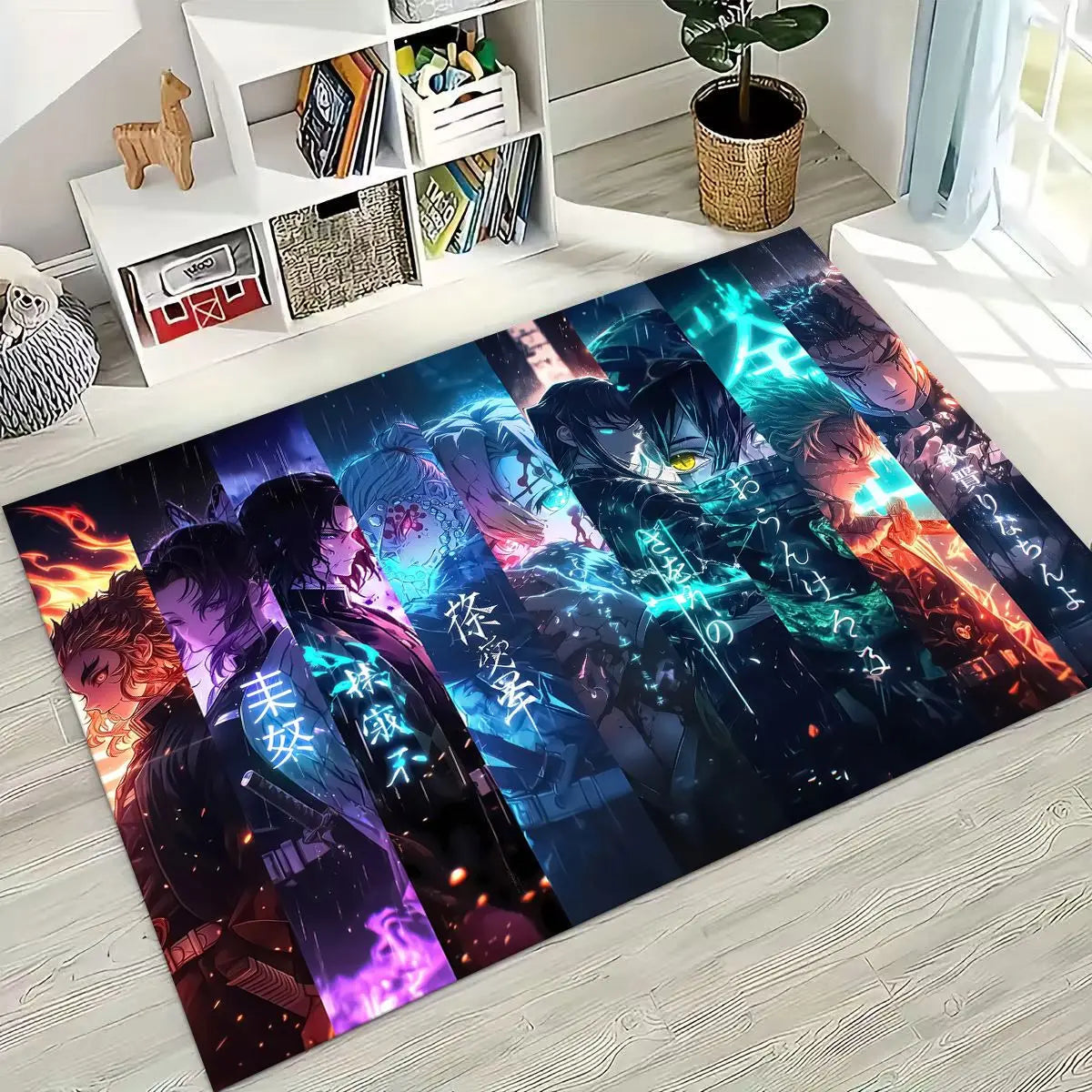 Anime Demon S-Slayer Kamado Nezuko Tanjirou Cartoon Rug for Bedroom Living Room Sofa Home Doormat Decor,Kids Non-slip Floor Mat