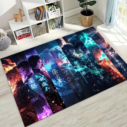 Anime Demon S-Slayer Kamado Nezuko Tanjirou Cartoon Rug for Bedroom Living Room Sofa Home Doormat Decor,Kids Non-slip Floor Mat