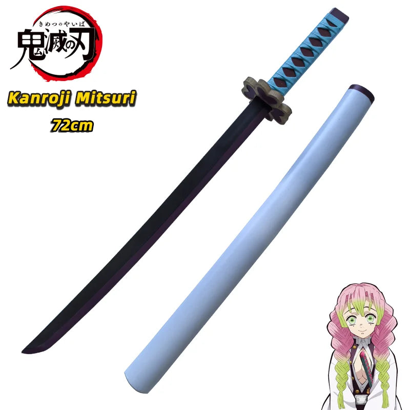 72cm Japanese Katana Samurai Sword Demon Slayer Katana Hashibira Inosuke Sword Kimetsu No Yaiba PU Ninja Knife Cosplay Toy Sword