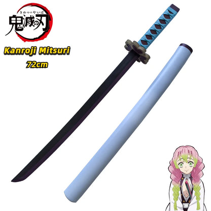 72cm Japanese Katana Samurai Sword Demon Slayer Katana Hashibira Inosuke Sword Kimetsu No Yaiba PU Ninja Knife Cosplay Toy Sword
